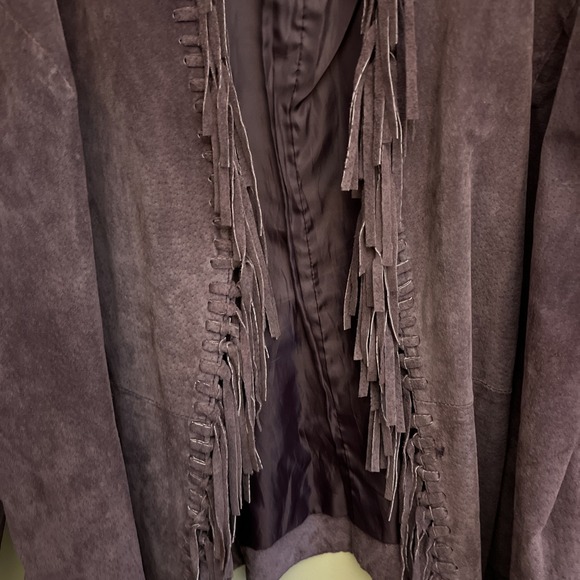 Dialogue Leather Jacket Womens 1X Plus Size Purple Seude Fringe‎ Western Boho - Picture 8 of 10
